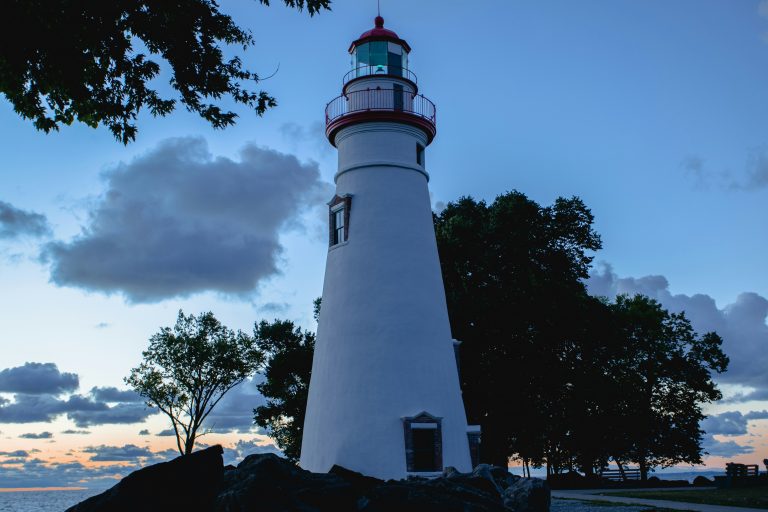 Marblehead Lighthouse on the edge of Lake Erie