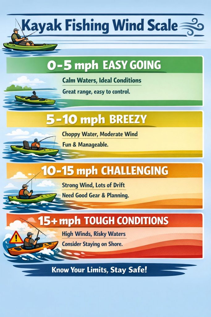 A quick reference chart to help you decide if you should go kayak fishing in the wind.