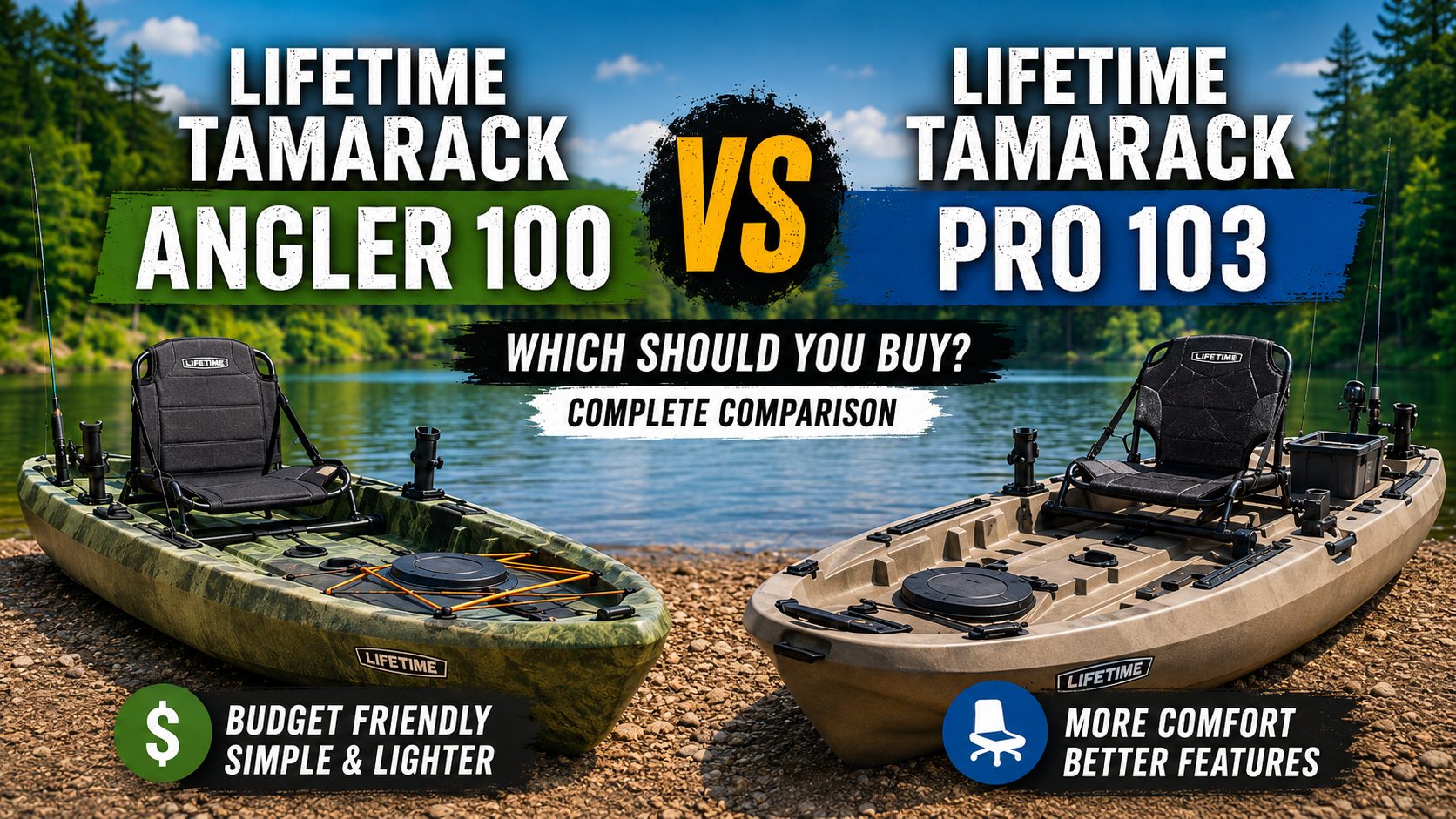 Lifetime Tamarack Angler 100 vs Tamarack Pro 103: Which Budget Fishing Kayak Should You Buy?
