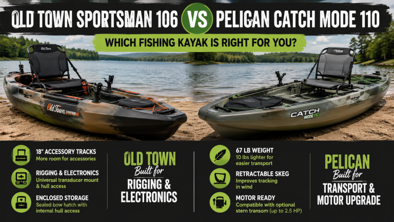 Old Town Sportsman 106 vs Pelican Catch Mode 110 fishing kayak comparison